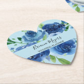 Modern Navy Blue Floral Business Kartonnen Onderzetters (Gekanteld)