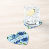 Modern Navy Blue Floral Business Kartonnen Onderzetters (Insitu)