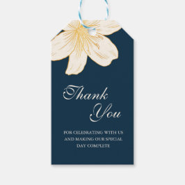 Modern Navy Blue Flower Chic Trouwverpakking Label Cadeaulabel