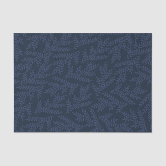 Modern Navy Blue Foliage Pattern Tissuepapier (Voorkant)