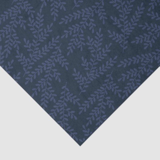 Modern Navy Blue Foliage Pattern Tissuepapier (Detail)