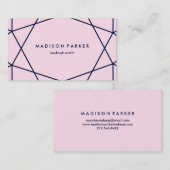 Modern Navy Blue Geometric op Blush Pink Visitekaartje (Voorkant / Achterkant)