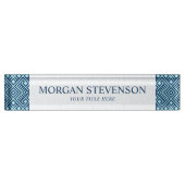 Modern Navy Blue Geometric Pattern Naambordje (Voorkant)