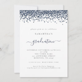 Modern Navy Blue Glitter 2024 Afstuderen Kaart