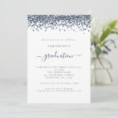 Modern Navy Blue Glitter 2024 Afstuderen Kaart (Staand voorkant)