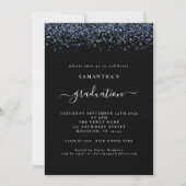 Modern Navy Blue Glitter 2024 Afstuderen Zwart Kaart (Voorkant)