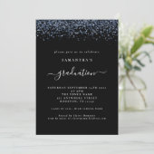 Modern Navy Blue Glitter 2024 Afstuderen Zwart Kaart (Staand voorkant)