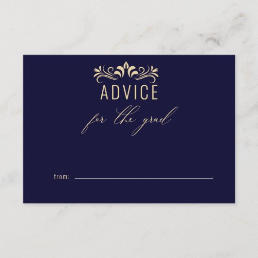 Modern Navy Blue Gold advies voor de Afstuderen Informatiekaartje (Voorkant)