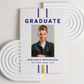 Modern Navy Blue Gold Afstuderen Aankondiging