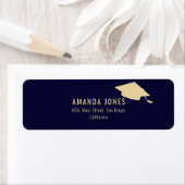 Modern Navy Blue Gold Afstuderen Etiket (Insitu)