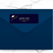Modern Navy Blue Gold Afstuderen Etiket