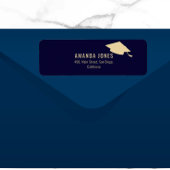 Modern Navy Blue Gold Afstuderen Etiket
