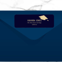 Modern Navy Blue Gold Afstuderen Etiket