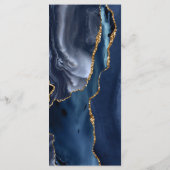 Modern Navy Blue Gold Agate Dark Wedding Menu (Achterkant)