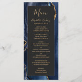 Modern Navy Blue Gold Agate Dark Wedding Menu (Voorkant)