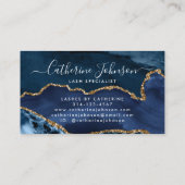 Modern Navy Blue Gold Agate Geode Elegant Script Afsprakenkaartje (Achterkant)