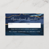 Modern Navy Blue Gold Agate Geode Elegant Script Afsprakenkaartje (Voorkant)