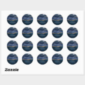 Modern Navy Blue Gold Agate Geode Script Hartelijk Ronde Sticker (Vel)