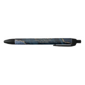 Modern Navy Blue Gold Agate Marble Business Zwarte Inkt Pen (Bodem)