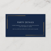 Modern Navy Blue Gold Faux Folie Geometrisch Informatiekaartje (Voorkant)