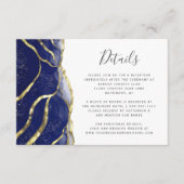 Modern Navy Blue Gold Ink Wedding Details Informatiekaartje (Voorkant)