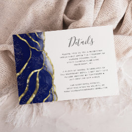 Modern Navy Blue Gold Ink Wedding Details Informatiekaartje
