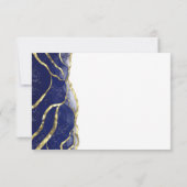 Modern Navy Blue Gold Ink Wedding RSVP Kaartje (Achterkant)