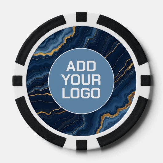 Modern Navy Blue Gold Marble Collection Poker Chips (Voorkant)