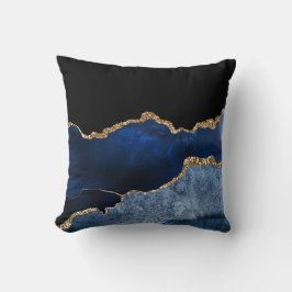 Modern Navy Blue Gold Marble Glitter Kussen