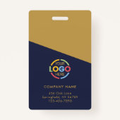 Modern Navy Blue Gold Medewerker Fotobedrijf Logo Badge (Achterkant)