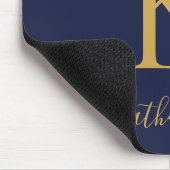 Modern Navy Blue Gold Monogram Script Muismat (Hoek)