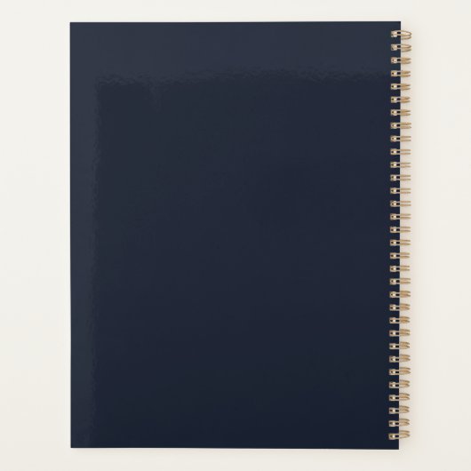 Modern Navy Blue Gold Monogram Script Naam Initiaa Planner (Achterkant)