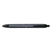 Modern Navy Blue Gold Monogram Script Naam Initiaa Zwarte Inkt Pen (Achterkant)