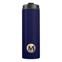 Modern Navy Blue Gold Monogram