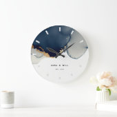 Modern Navy Blue Gold Nautical Coastal Jubileum Grote Klok (Huis)