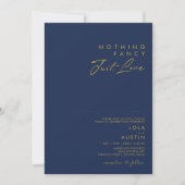 Modern Navy Blue | Gold Niets Fancy huwelijk Kaart (Voorkant)