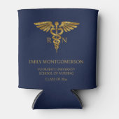 Modern Navy Blue Gold Nursing School RN Afstuderen Blikjeskoeler (Voorkant)
