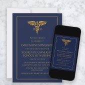 Modern Navy Blue Gold Nursing School RN Afstuderen Kaart