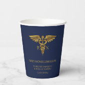 Modern Navy Blue Gold Nursing School RN Afstuderen Papieren Bekers (Achterkant)