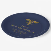 Modern Navy Blue Gold Nursing School RN Afstuderen Papieren Bordje (Gekanteld)