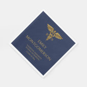 Modern Navy Blue Gold Nursing School RN Afstuderen Servet (Hoek)