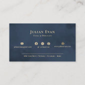 Modern Navy Blue Gold Professional Company Logo Visitekaartje (Achterkant)