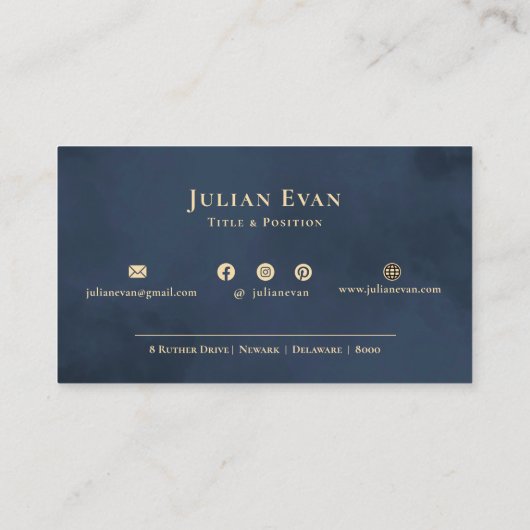 Modern Navy Blue Gold Professional Company Logo Visitekaartje (Achterkant)