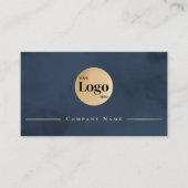 Modern Navy Blue Gold Professional Company Logo Visitekaartje (Voorkant)