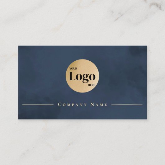 Modern Navy Blue Gold Professional Company Logo Visitekaartje (Voorkant)