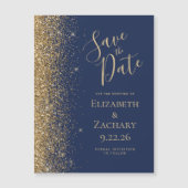 Modern Navy Blue Gold Save the Date Magnetische Ka (Voorkant)