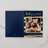 Modern Navy Blue Gold Script Afstuderen Hartelijk Folie Wenskaart (Buiten Laag)