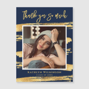 Modern Navy Blue Gold Script Eenvoudig AFSTUDEERDE