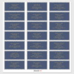 Modern Navy Blue | Gold Wedding Guest Address Sticker<br><div class="desc">Deze moderne marineblauw | Goudbruiloft sticker gastadres is perfect voor je lelijke boho bruiloft. Het eenvoudige, unieke abstracte ontwerp, vergezeld van het donkerblauw blauw kleurenpalet van de marine, geeft dit product een elegante formele luxe terwijl het simplistische, chic bohemen blijft. Houd het zoals is, of verkies om het met kunstwerk...</div>