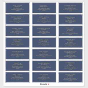 Modern Navy Blue Gold Wedding Guest Address Sticker